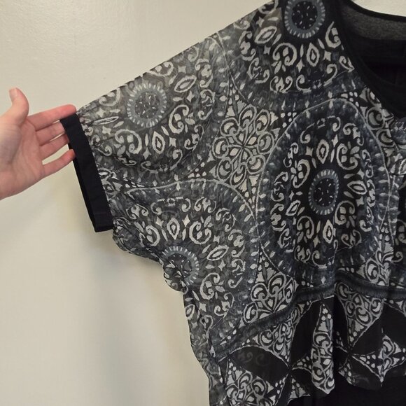 Pretty Angel S Sheer Black Tunic Top Gypsy Geometric Floral Whimsigoth Dark Fair - Picture 6 of 13
